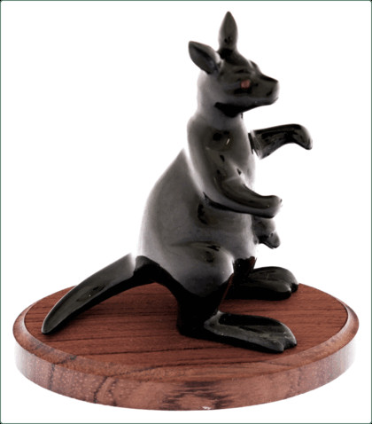 Black Jade Figurine - Kangaroo with Joey
