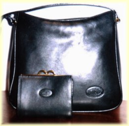 leather handbag and French purse