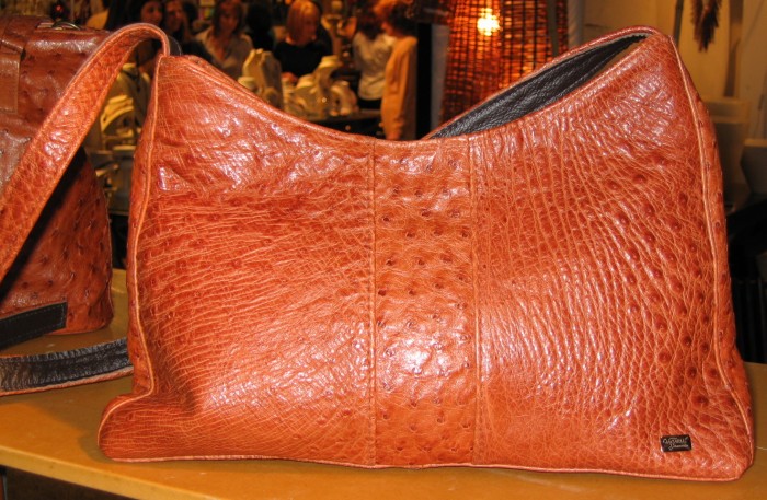 ostrich leather shoulder bag