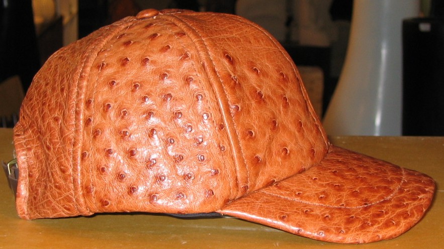 ostrich leather baseball cap
