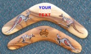 Hand painted timber boomerangs with logo