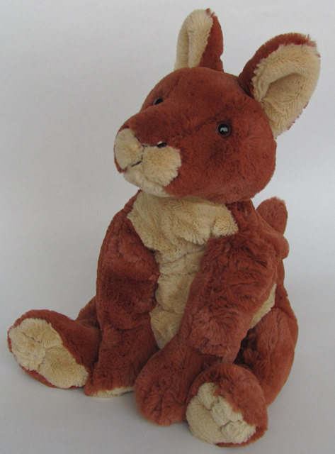 Kangaroo soft toy from the right