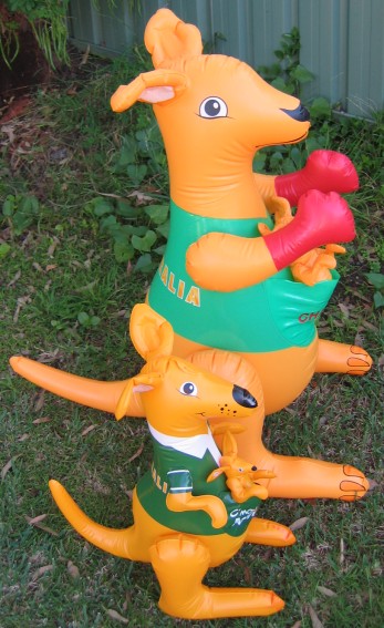 Large inflatable kangaroo with joey toy