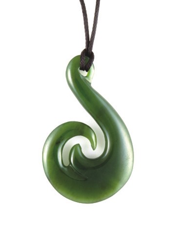 Maori Hook Green Jade Pendant from 