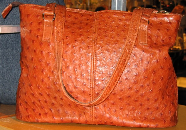 ostrich leather handbag