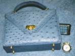 blue ostrich handbag